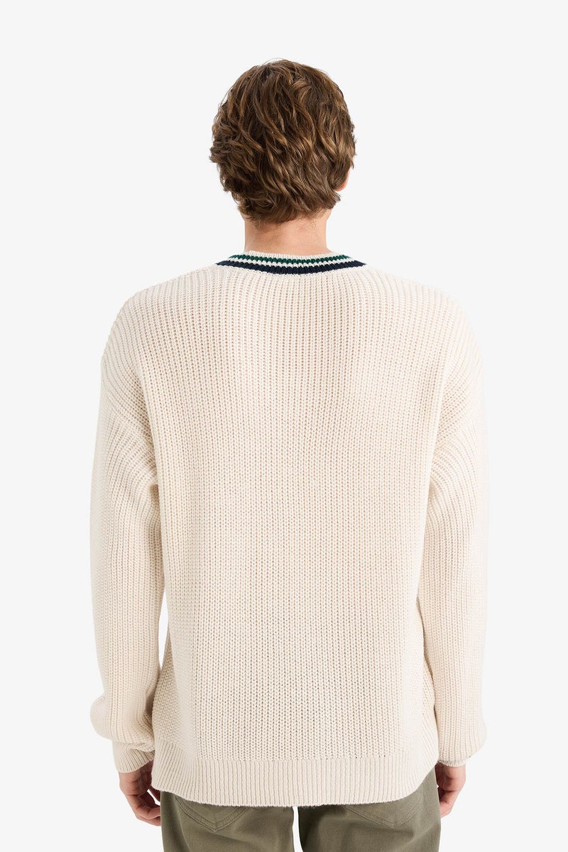 DeFacto Beige Man Relax Fit Knitwear Pullover Casual - Image 5